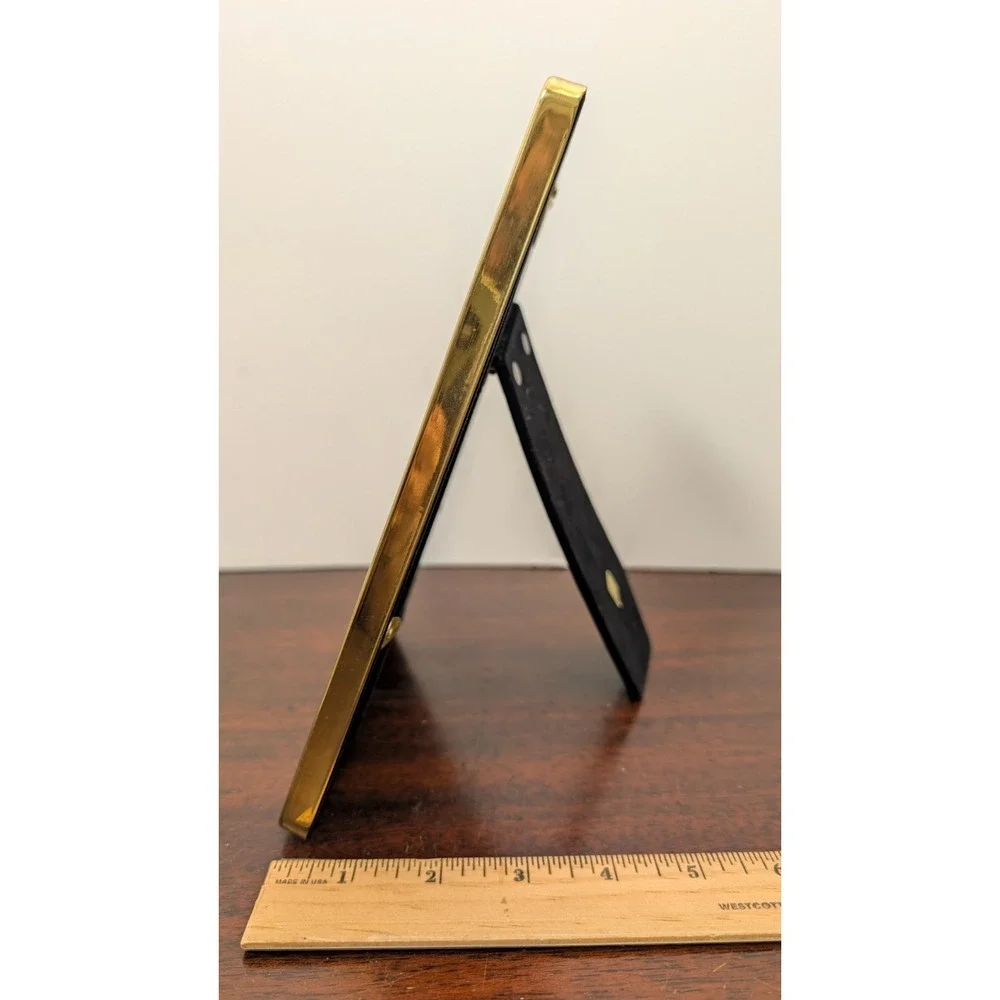 Vintage Gold Tone Metal Picture Frame Made in Korea 7x9 Tabletop Easel Back